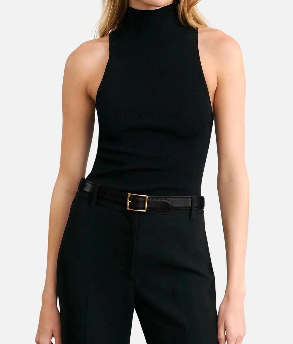 NEW NILI LOTAN roma sleeveless mock neck sweater in black